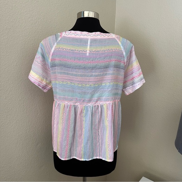 Anthropologie Letty Embroidered Babydoll Relaxed Semi sheer Blouse Size XS - Picture 10 of 15